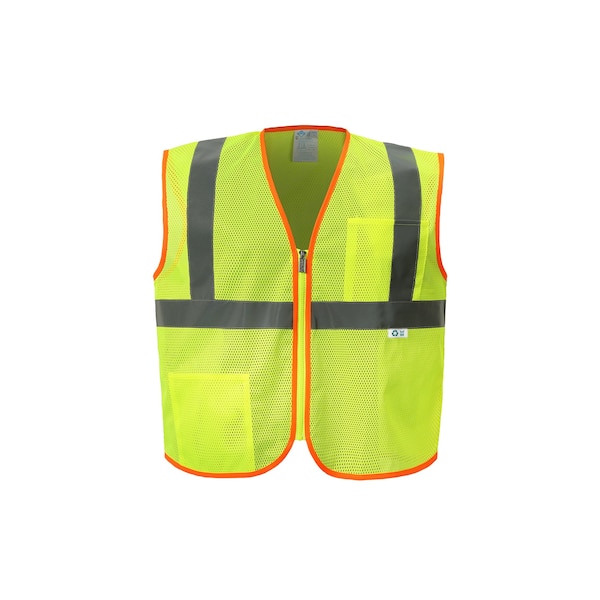 2W International Hi-Vis Economy Safety Vest S Class 2 U Back, , Zipper 2 Pockets RMZ529C-2 S - main